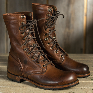 Men's Plain-Toe Leather Combat Boots