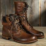 Men's Plain-Toe Leather Combat Boots