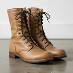 Men's Plain-Toe Leather Combat Boots