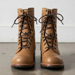 Men's Plain-Toe Leather Combat Boots