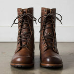 Men's Plain-Toe Leather Combat Boots