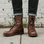Men's Plain-Toe Leather Combat Boots